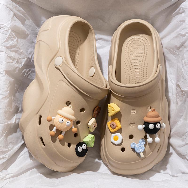 2025 Trendy Xiaohongshu Influencer Cute Cartoon Non-slip Thick-soled Summer Outdoor Closed-toe Slippers