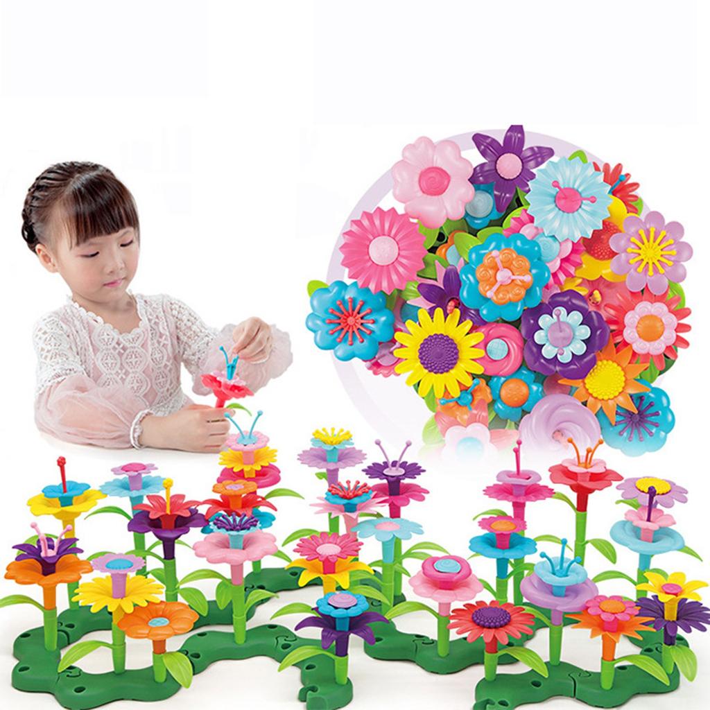 52PCS Children Puzzle Variety Colorful Flowers DIY Assembled Spelling Garden Toy