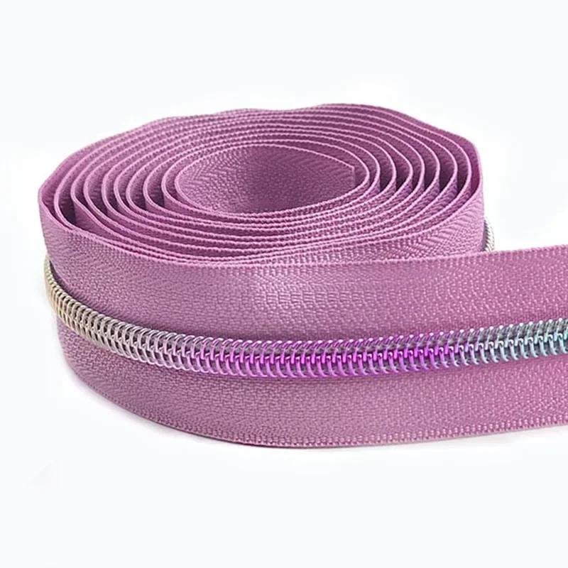 1/2/3/4/5M Meetee 5# Nylon Zipper Tapes Decor Rainbow Teeth Zips for Pocket Handbag DIY Coat Zip Repair Kit Sewing Accessories