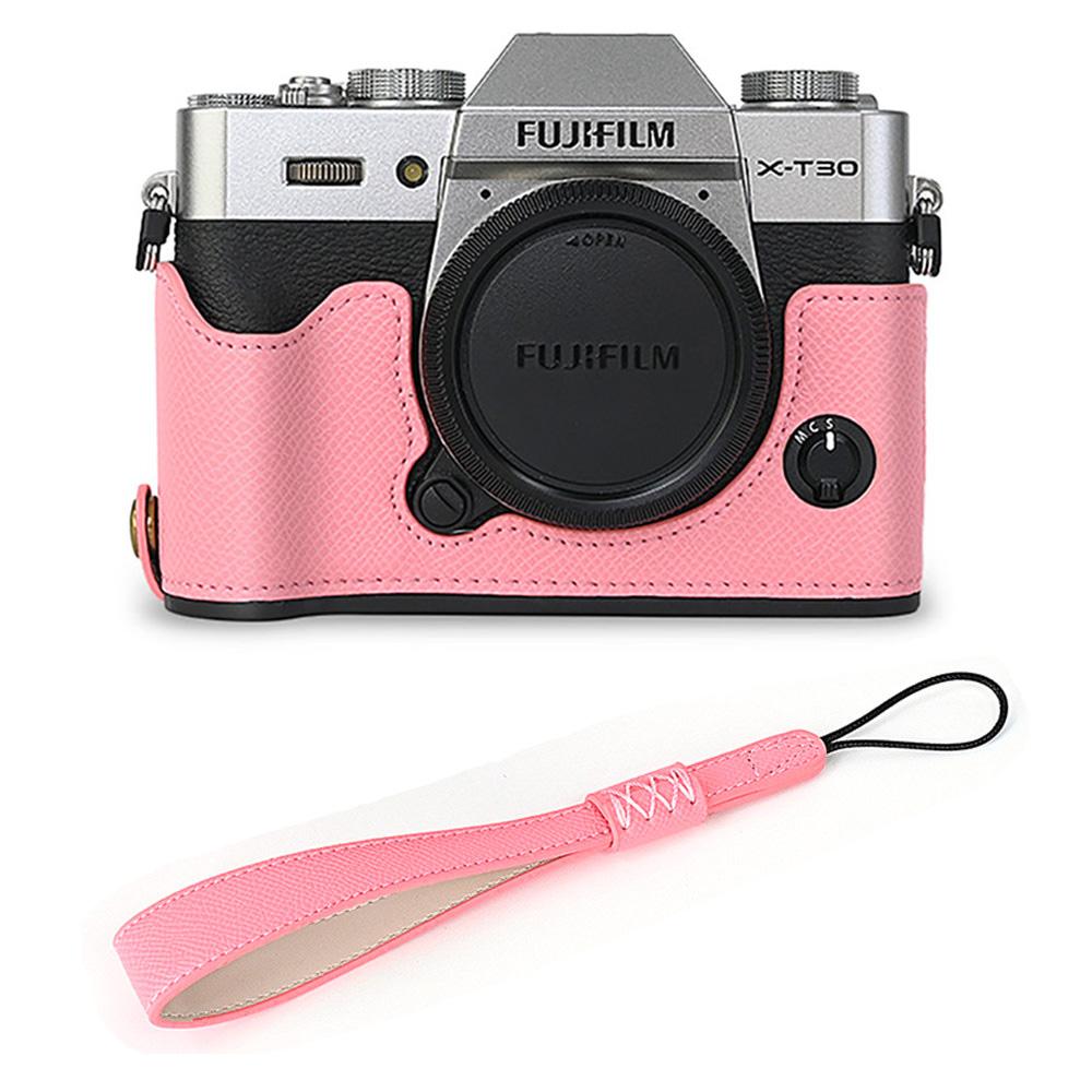 Pokrowiec na połowę korpusu aparatu ze skóry PU z nadrukiem palmy dla Fujifilm XT30 Fuji X-T30 XT30II XT20 XT10, dolna pokrywa z otwarciem na baterię