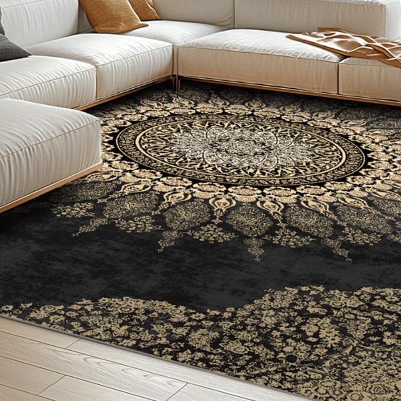 Large Area Living Room Decoration Retro Style Carpet Washable Lounge Floor Mat Anti-slip Study Rug Light Luxury Rugs for Bedroom