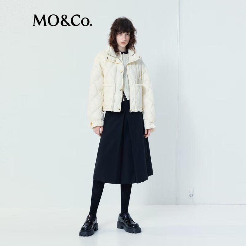 

MO&Co. 90% Duck Down Autumn Plaid High-Neck Short Puffer Jacket S 160