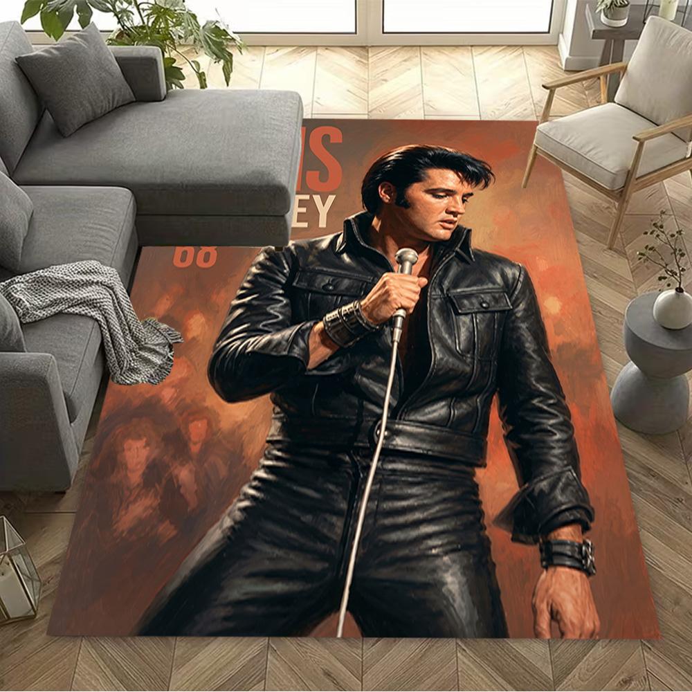 Golden Elvis Anniversary Floor Mat Design for Dining Room Study room Entryway Balcony Antislip Carpet Anime Office Decor Wedding Party Gift