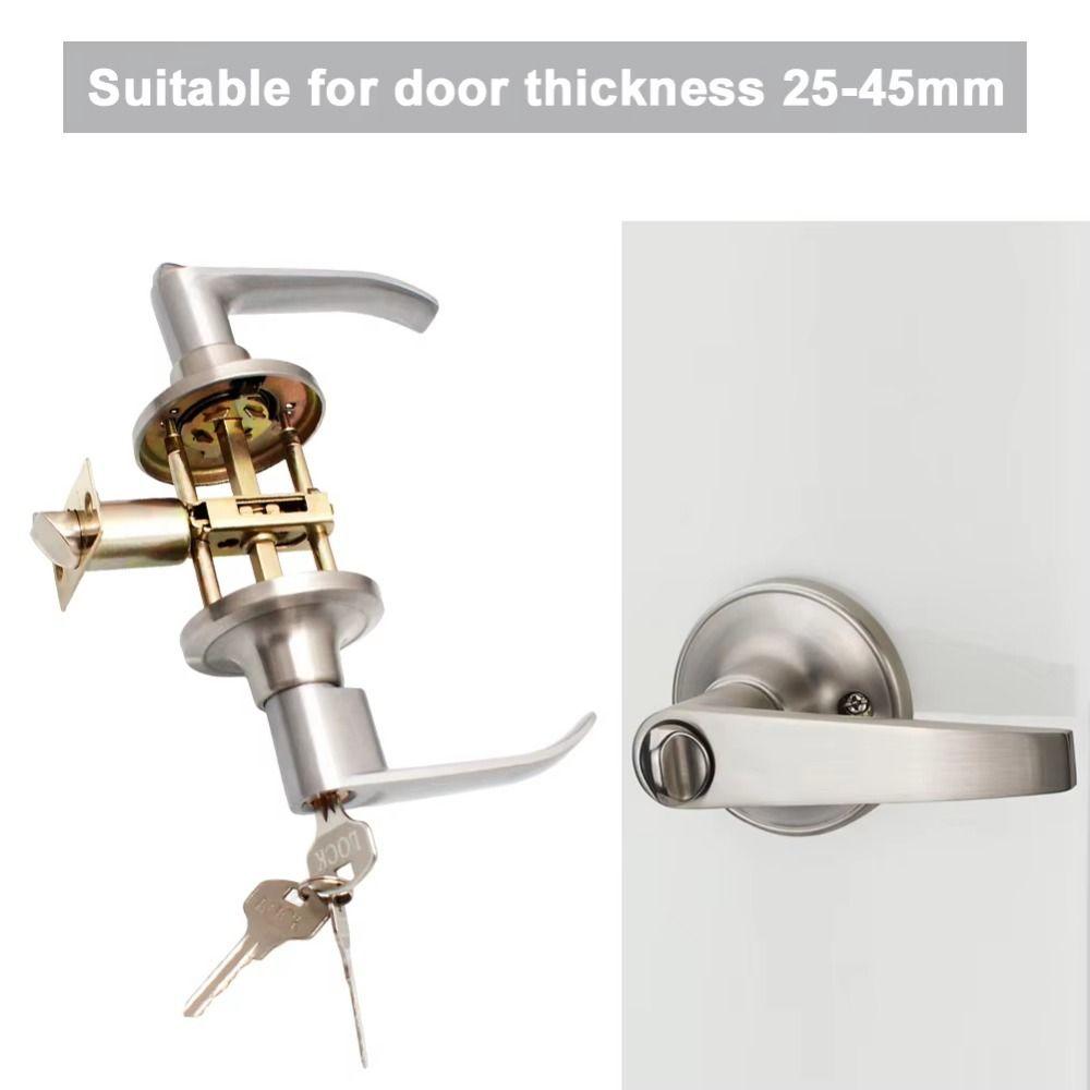 Stainless Steel Bedroom Handle Knob Universal Door Knob Replacement Three-bar Handle Lock Room