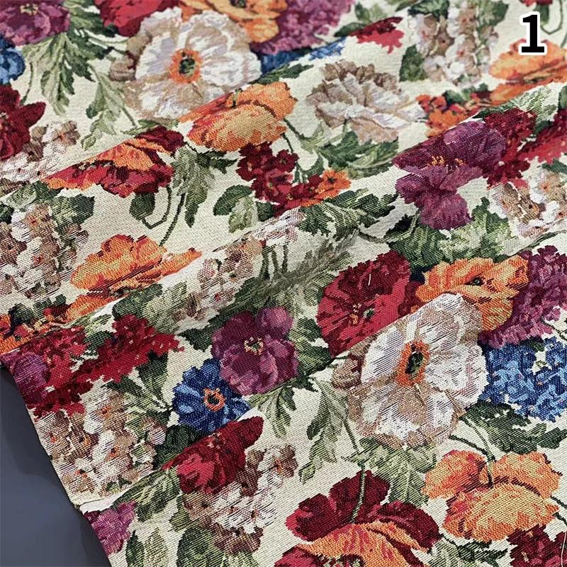 Rustic Vintage Jacquard Fabric Chenille Tablecloth Oil Painting Decorative Fabric, for Diy Sewing Clothes Pillowcase Bag
