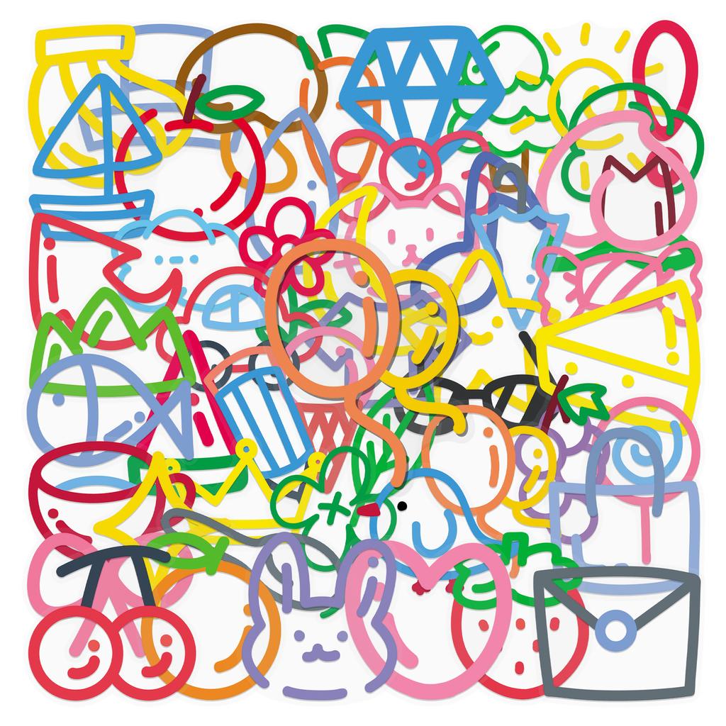 50 Original Children's Fun Simple Sketch Cartoon Cute Waterproof Decorative Water Cup Computer Stickers