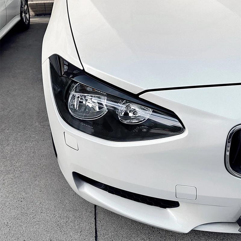 2Pcs Glossy Black Car Front Headlight Eyebrow Eyelid Cover for BMW 1 Series F20 F21 Standard Pre-facelift 2011-2014