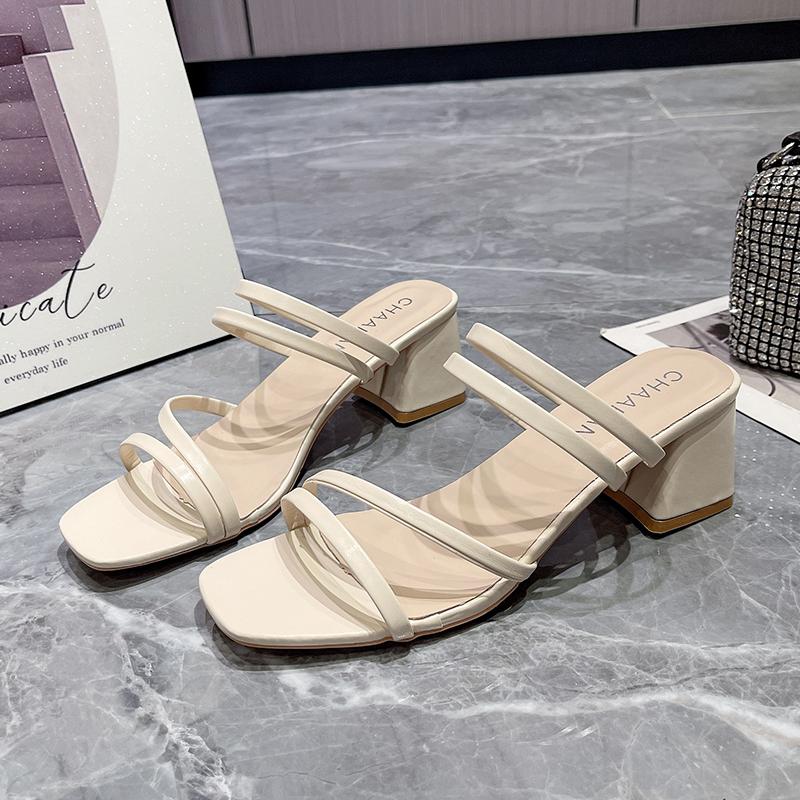 Fashion 2025 Summer Women's Sandals Casual Female Slippers Fashion Sexy Female Shoes Square Heel Open Toe Ankle Strap Sandals Sandalias