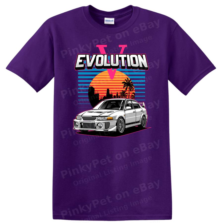 Evolution V Car Graphic T Shirt Cool Retro Auto Design Tee for Car Lovers