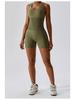 European & American High-Elastic Seamless One-Piece Yoga Jumpsuit 6949 - Slimming & Stylish with Open Back Design for Women.