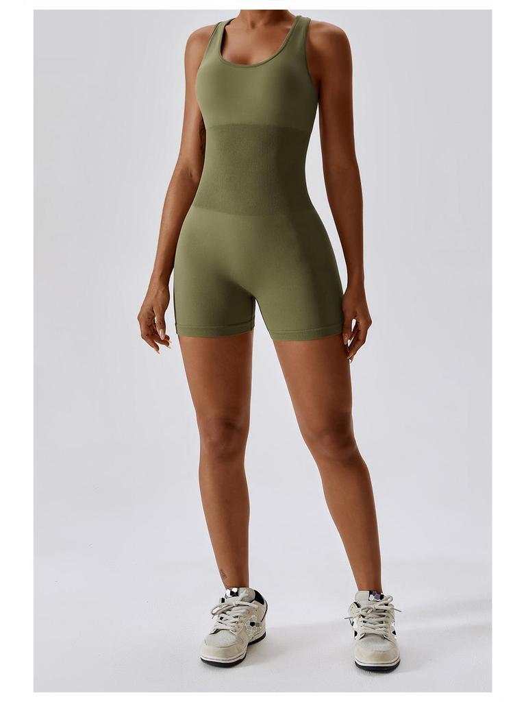 European & American High-Elastic Seamless One-Piece Yoga Jumpsuit 6949 - Slimming & Stylish with Open Back Design for Women.