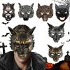 Wolf Face Mask Collection Black Gold Stroke Half Face Mask Halloween Cosplay Animal Makeup Party Devil Props Party Supplies
