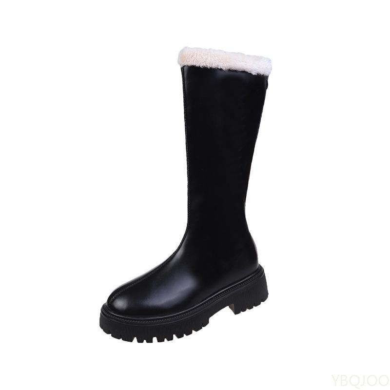 Fashion Thickened long tube boots for women in autumn winter fashionable comfortable warm zippered long tube boots for women