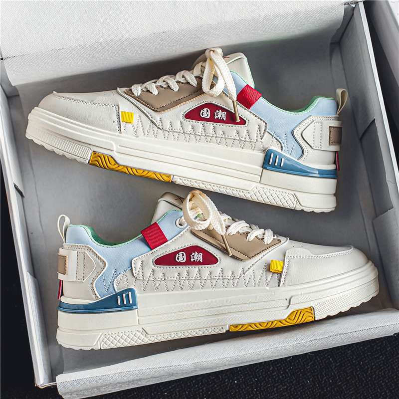 Herrenschuhe Sommer atmungsaktiv Jugend National Tide Schuhe vielseitige Sport- und Freizeit-Board-Schuhe Herren dicke Sohlen erhöhend kleine weiße Tide-Schuhe