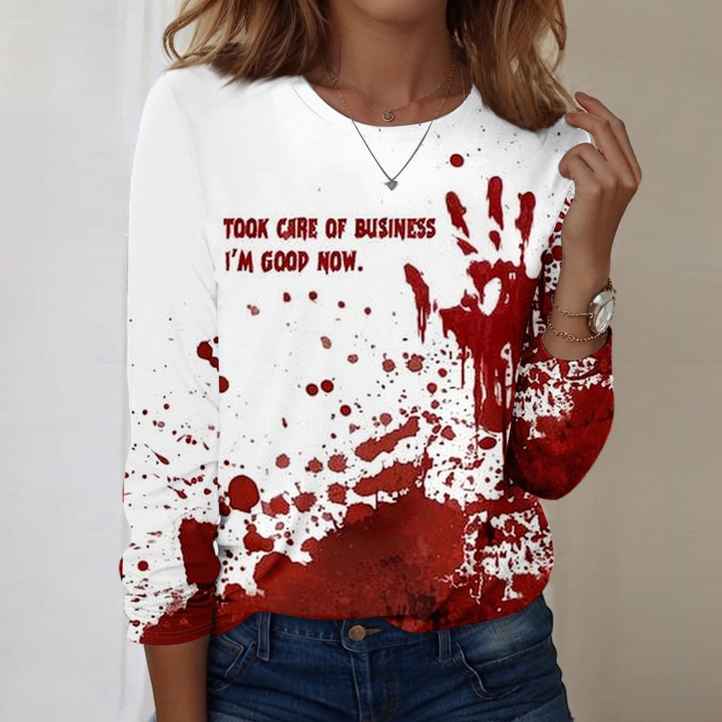 Long Sleeve Shirts For Women Cute Print Graphic Tees Blouses Casual Plus Size Basic Tops Pullover