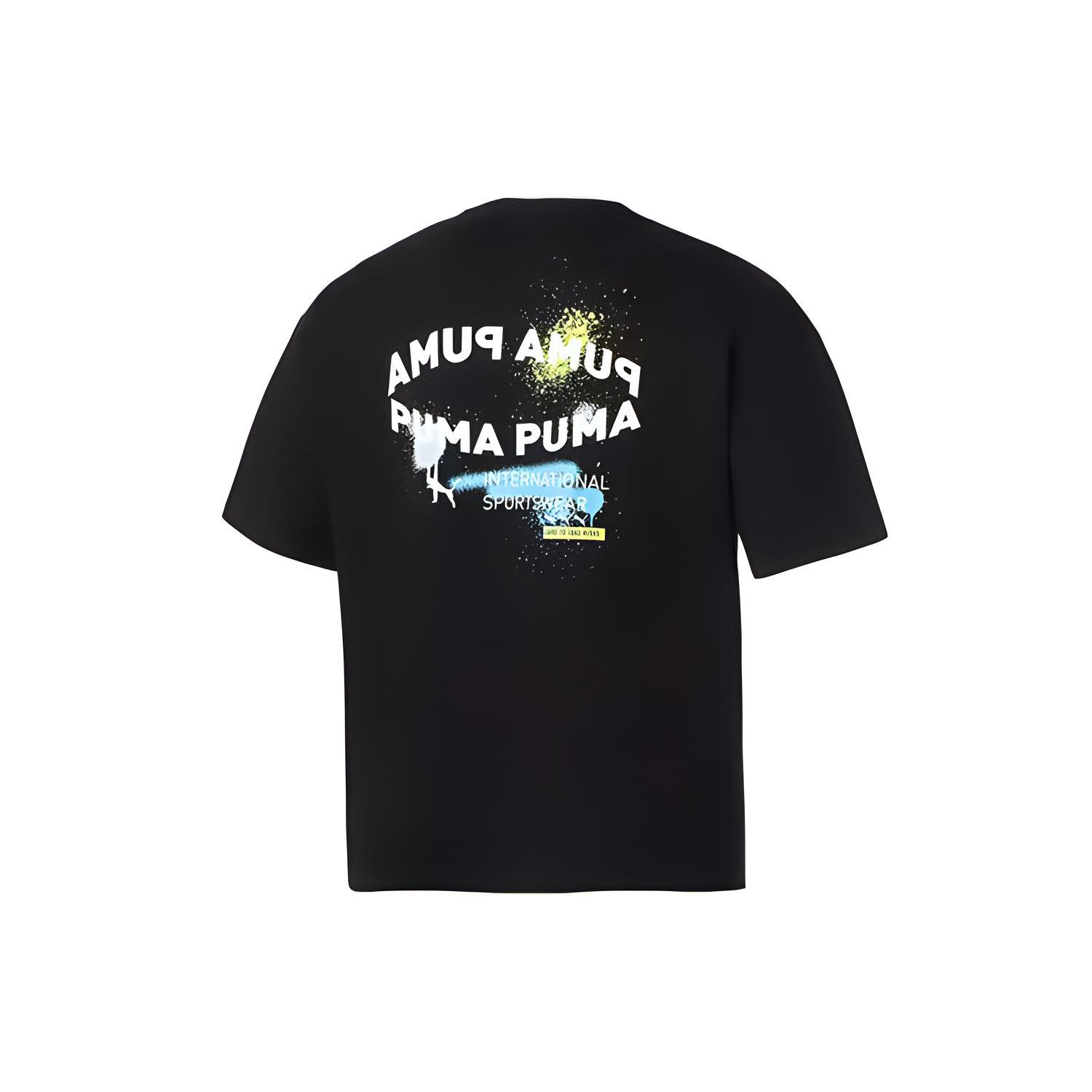 

Puma Свободная удобная дышащая футболка с круглым вырезом в американском стиле ретро с коротким рукавом и буквенным принтом логотипа бренда, топы унисекс, черный 536087-01 XS