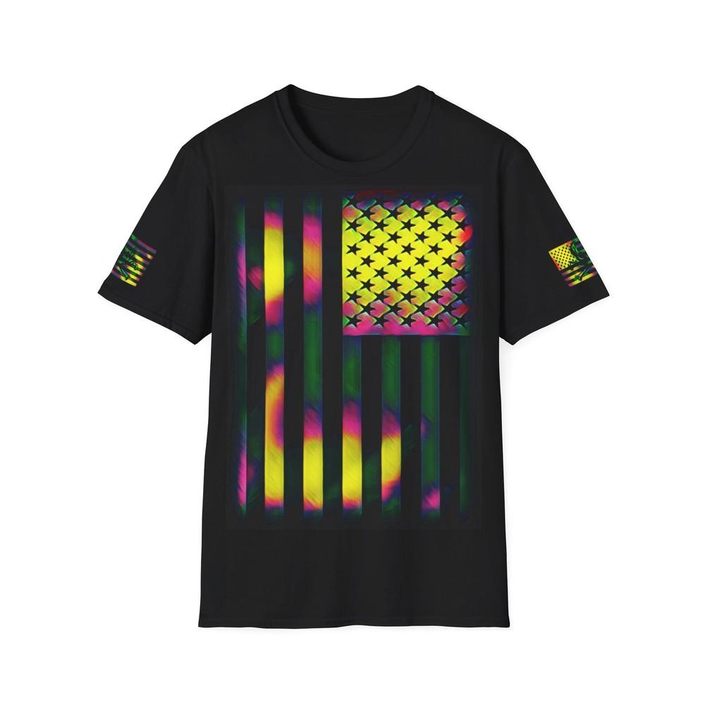 Colorful American Flag Unisex Softstyle T-Shirt Pride Shirt Summer Tee Casual Unisex T-Shirt XXL
