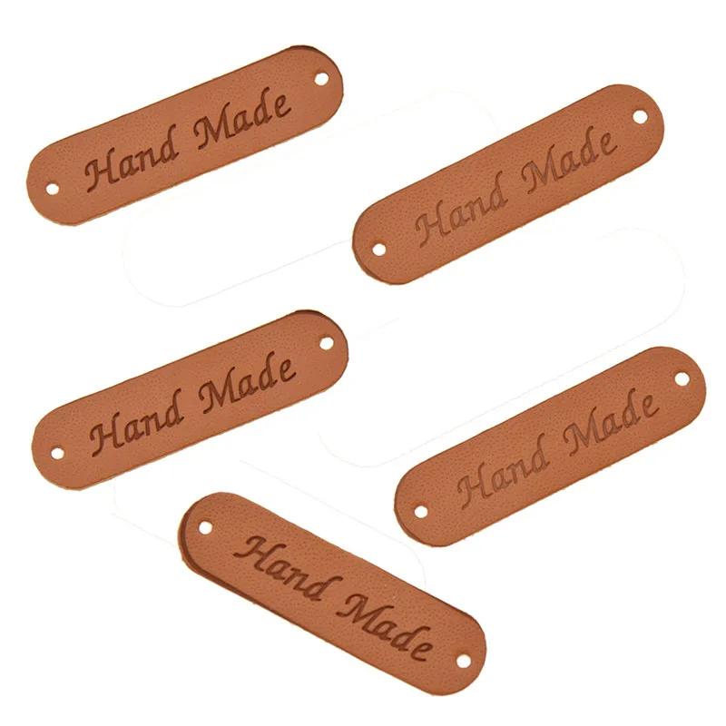 20Pcs Handmade Leather Labels For Clothes Garment PU Tags Labels Sewing Accessories