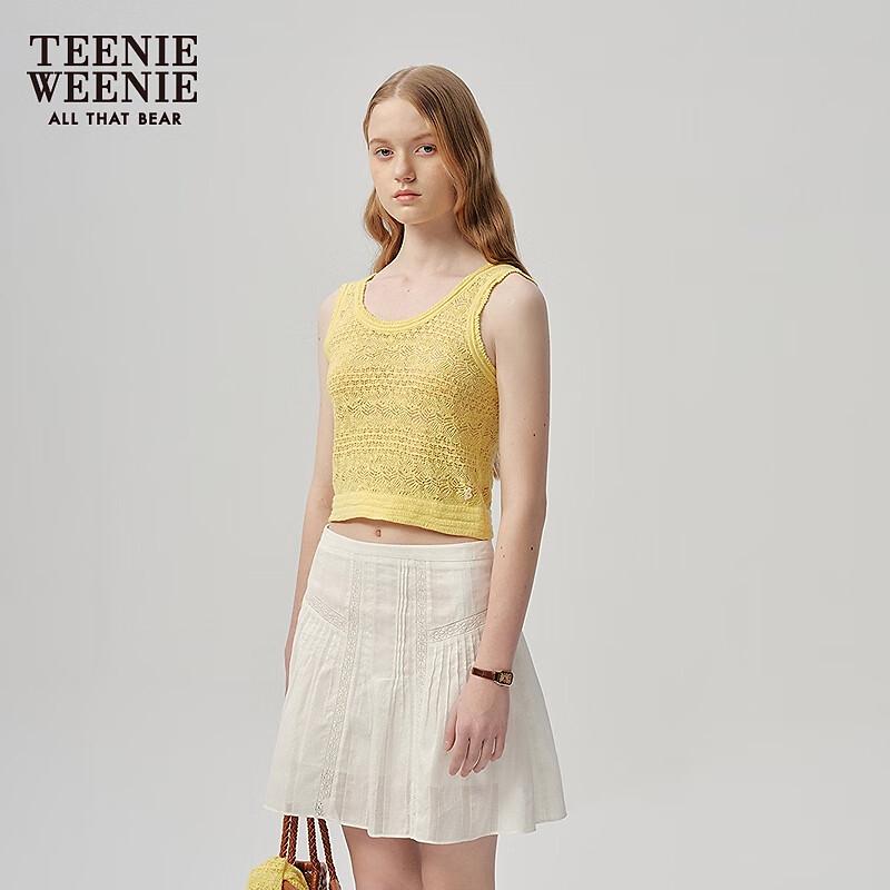 Teenie Weenie Women's French Fashion Hollow Knit Crop Top