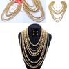 Collier Oversize Style Européen Orné de Perles Dorées au Design Géométrique pour Femmes