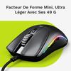 Souris gaming filaire - glorious - model o 2 mini - 49g ultra légère - 26000 dpi - 6 boutons programmables