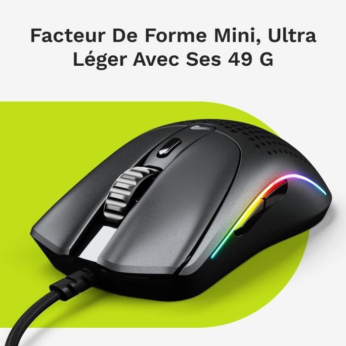Souris gaming filaire - glorious - model o 2 mini - 49g ultra légère - 26000 dpi - 6 boutons programmables