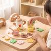 Wooden Tea Party Set Safe Play Food Screenwithout Screens for Playroom