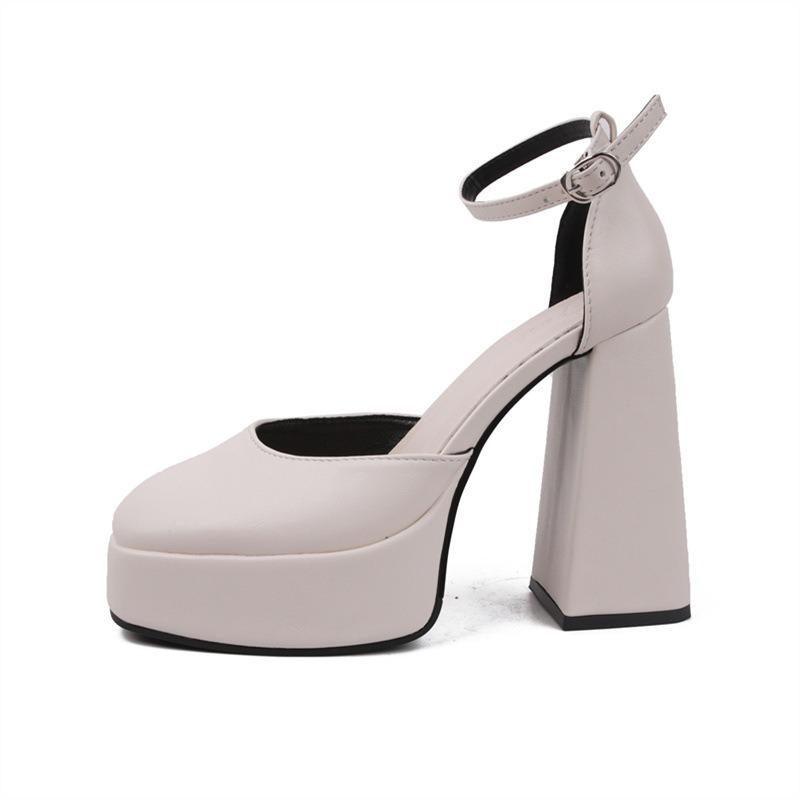 Super High Heels, Children's Beige Toe, Mary Jane's Thick Heeled Sandals, Wedding Shoes