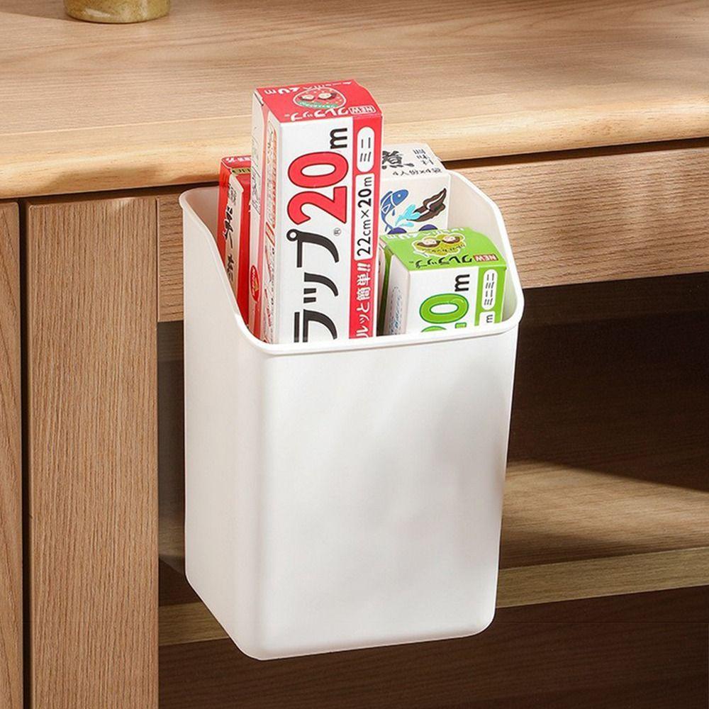 Plastic Kitchen Storage Basket with Detachable Hook Removable Bathroom Storage Box Easy Installation Desktop Cleaning