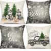 Christmas Snowman Bell Pillowcase Living Room Bedroom Bed Backrest Cushion Home Festive Atmosphere Decoration Backrest