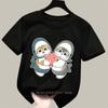 Cute Shark Cat Print Tshirts For Girls Summer Children Casual Kawaii Colorful Comfortable Tops Kids Oneck Short Sleeve Tees