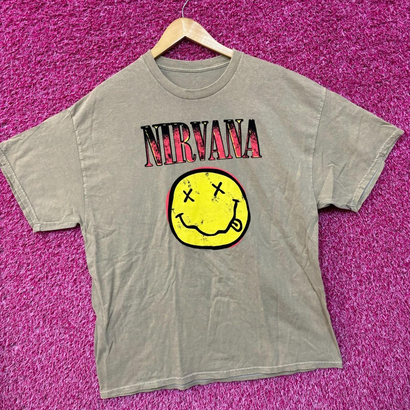 Nirvana Nevermind Tour Dead Eyes Smiley Promo Grunge Tee XL S