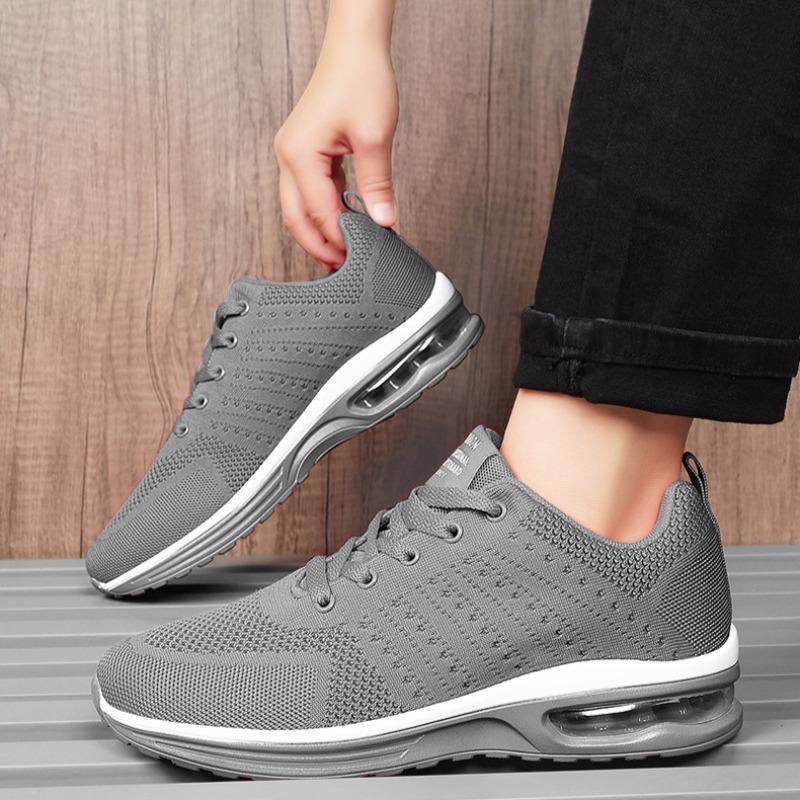 Large Size Men's Shoes, Sports and Leisure, Fly Woven Breathable and Lightweight Running Shoes, Air Cushion Couple's Shoes