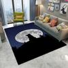 Night Scene Themed Carpet With Moon Cat Patterns Artistic Illustration Style Dreamy Elegant Non Slip Rug For Living Room Bedroom