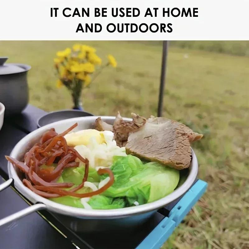 1pc-Outdoor Camping 304 Stainless Steel Bowl Picnic Rice Bowl BBQ Folding Cup Mountaineering Mug Camping Portable Cookware