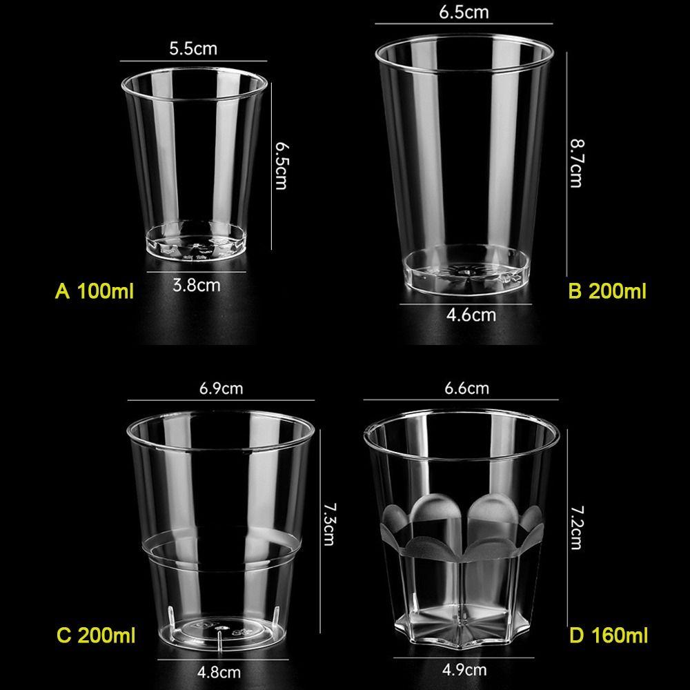 25pcs Household Round Disposable Cups Reusable Thickened Disposable Dessert Cups Party Supplies Plastic Transparent Cup