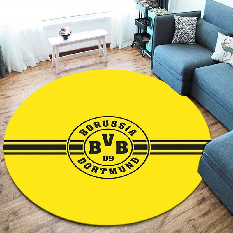 Borussia Round Area Rug,Carpet Rug for Living Room Bedroom Sofa Playroom Decor,Non-slip Floor Mat
