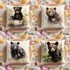 Capa de Almofada Pintura Urso de Mel para Casa e Carro - Reversível, Macia e Durável para Uso Diário