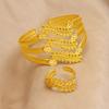 Dubai Bangles Ring Set For Women Indian Africa Lady Jewelry Ethiopian Gold Color Snake Cuff Bangles Wedding Bride Jewelry Gift