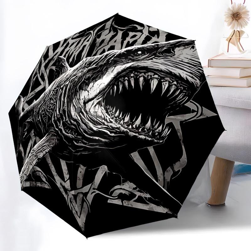 1PC Shark Artwork Automatic Folding Umbrella Automatic Open/Close, Automatic Folding, 8-Rib Durable Frame, Portable Travel Umbrella 709
