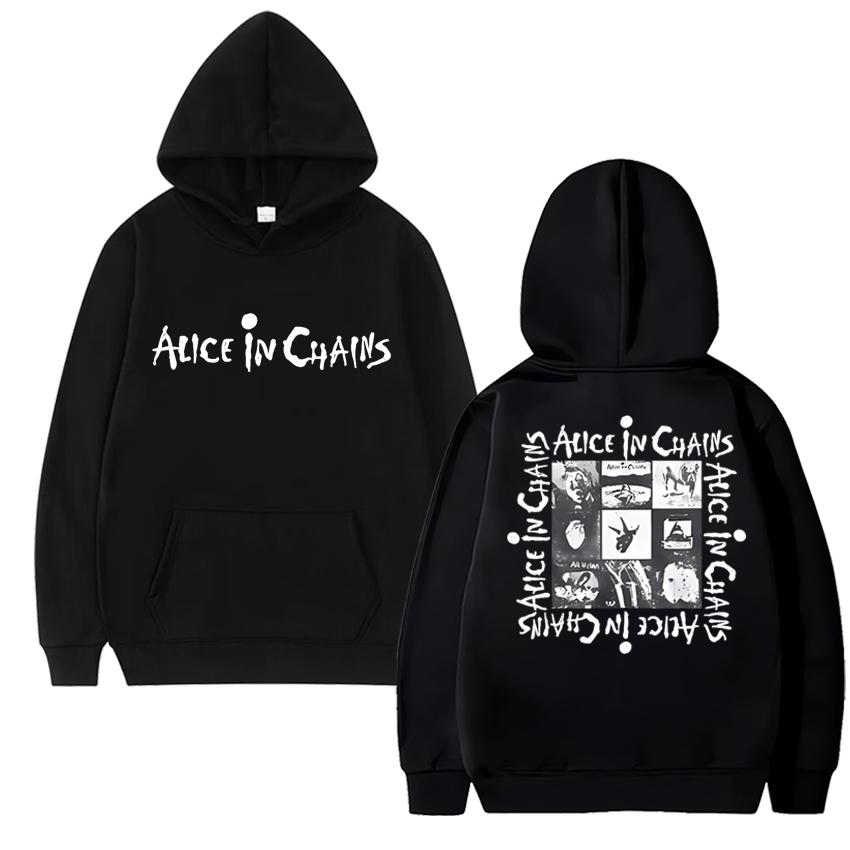 

Гарячий Рок-гурт Alice in Chains Новий Альбом Худі з двостороннім принтом Унісекс вінтажний Флісові светри Чоловіки жінки Повсякденний Светр L чорний
