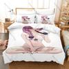 Bocchi The Rock Anime Kikuri Hiroi SICK HACK Band Purple Braided Hair Sake Lover Bedding Set Duvet Cover + 2 Pillowcases Anime