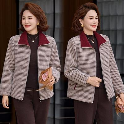 Damenbekleidung Damenjacke Große Größe Locker Kurze Jacke Freizeitjacke Karomuster Top