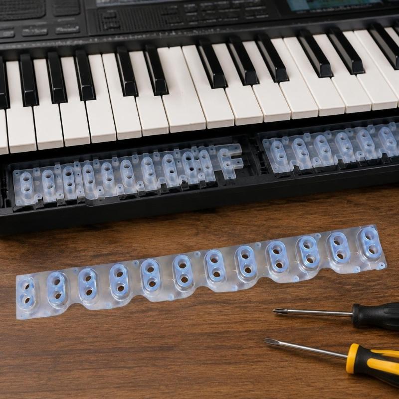 Conductive Rubber Keyboard Contact Rubber Strips with 12 Positions, Flexible Continuous Form for Digital Piano and Electronic Keyboard Repair