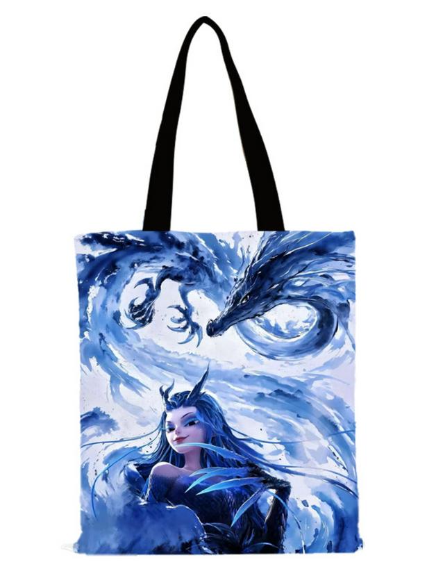 Холщовая сумка-тоут через плечо Nezha Anime - Модная ита-сумка для студентов и повседневного использования 34x37 667₽