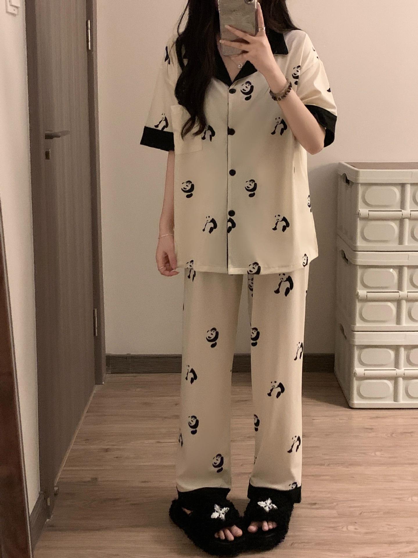 

Korean Style Women s Cotton Summer Short-Sleeve Pajama & Cardigan Set XL-2XL