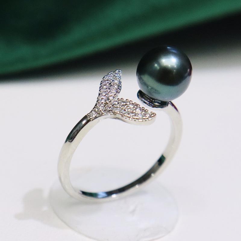 Adjustable Mermaid Ring with Near Round Freshwater Pearl - Strong Luster, Light Luxury, Versatile, Fashionable Jewelry.