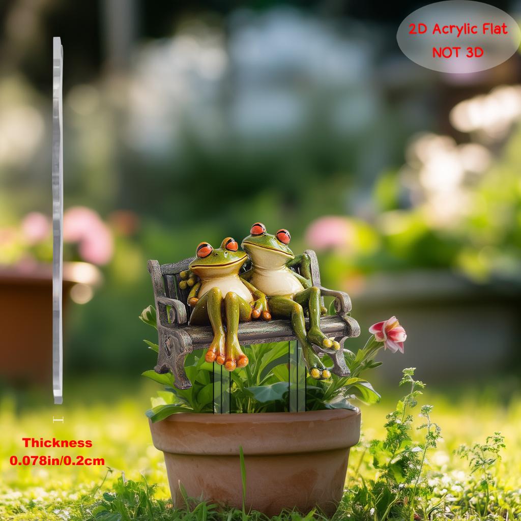 2D Acryl Frosch Dekoration im Vintage-Stil, Gartendekoration für die Bank, Realistischer Touch für Hof & Rasen