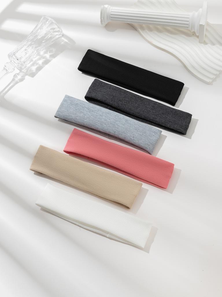 6pcs Fashion Sports Headbands For Women Fitness Running Yoga Solid Color Elastic Hairbands Stretch Makeup Hair Accessories