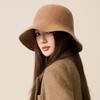 Chapeau de pêcheur en laine pour femme, chapeau seau de couleur unie, chapeau de bassin chaud d'extérieur